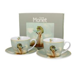 Set cu dou&259; ce&537;ti &537;i farfurioare  FEMEIA CU UMBREL&258;  inspirat de C Monet parte a seriei Art Gallery  realizate din por&539;elan de calitate superioar&259; caracterizat printr-o culoare alb-crem elegant&259; &537;i natural&259; cu o str&259;lucire delicat&259; precum &537;i o durabilitate excep&539;ional&259;Linia este realizat&259; din por&539;elan alb decorat&259; cu un 