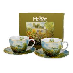 Set cu dou&259; ce&537;ti &537;i farfurioare GR&258;DINA DE LA ARGENTEUIL  inspirat&259; de C Monet parte a  seriei Galerie de Art&259;  realizat&259; din por&539;elan de calitate superioar&259; caracterizat printr-o culoare alb-crem elegant&259; &537;i natural&259; cu o str&259;lucire delicat&259; precum &537;i o durabilitate excep&539;ional&259;Setul este decorat cu o reproducere a 