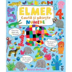 Înso&539;e&537;te-l pe Elmer într-o aventur&259; a numerelor Înva&539;&259; s&259; numeri de la 1 la 10 cu ajutorul acestei c&259;r&539;i pline de activit&259;&539;i distractive Multe lucruri se ascund peste tot dar le po&539;i g&259;si cu ajutorul lui Elmer &537;i al prietenilor s&259;i