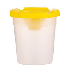material plastic capac in diverse culorimarginile capacului pot fi utilizate ca suport pentru pensuledimensiune 85x 8 x 58cm Vasul este realizat din polipropilena &537;i este format din trei par&539;i un recipient transparent o parte superioara colorata detasabila cu deschidere conica si un capac transparent detasabil Exista caneluri orizontale in partea superioara colorata care va permit sa plasati pensuleleDaca 