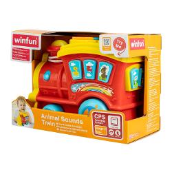 Trenuletul cu sunete de la Winfun ofera ore intregi de distractie si invatare Aceasta jucarie poate fi trasa de copii activand lumini intermitente si efecte sonore amuzante Prin apasarea butoanelor numerotate de la 1 la 4 si a celor cu animale copilul va invata sa identifice cifre si sa recunoasca sunetele specifice animalelor Melodiile vesele si efectele sonore stimuleaza auzul si curiozitatea iar designul viu colorat atrage atentia micutului tau Ideal pentru dezvoltarea abilitatilor 