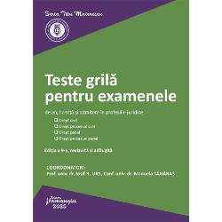 Lucrarea contine teste-grila din toate cele patru materii de studiu care se regasesc atat la examenele de licenta si de an cat si la examenele sau concursurile de admitere in magistratura avocatura sau notariat respectiv drept civil drept procesual civil drept penal drept procesual penal In ceea ce priveste tematica s-a urmarit ca in cadrul fiecarei institutii sa existe o suprapunere cel putin partiala cu tematica acestor examene Toate grilele sunt prevazute cu 