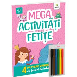Copiii care &537;i-au dorit mereu s&259;-&537;i decoreze camera cu mânu&539;ele lor au acum o solu&539;ie creativ&259; care le satiisface &537;i pofta de joc dar le dezvolt&259; &537;i abilit&259;&539;ileMega-activit&259;&539;ile con&539;in câte 4 postere uria&537;e cu jocuri &537;i activit&259;&539;i numai bune de rezolvat colorat &537;iexpus pe perete