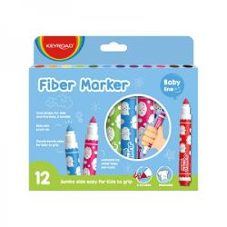 Carioca cu 12 culori jumbo KEYROAD Baby Line KR972320 pentru textile  C4208