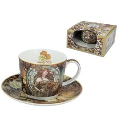 Cea&537;c&259; din por&539;elan – Mucha Inspira&539;ie de picturi 230 mlSavureaz&259; b&259;utura preferat&259; cu un strop de elegan&539;&259; Art Nouveau Aceast&259; cea&537;c&259; din por&539;elan este decorat&259; cu un design inspirat de operele inconfundabile ale lui Alphonse Mucha – un omagiu 