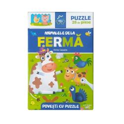 Toate animalele de la ferm&259; sunt puse pe treab&259; Cite&537;te povestea &537;i construie&537;te puzzle-ul 