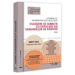 Subiectele selectate respectând structura examenelor pe care se bazeaza astazi concursurile de admitere în profesiile juridice la care se adauga &537;i explica&539;iile tuturor variantelor de raspuns vor permite simularea examenelorconcursurilor de admitere în profesiile juridice precum &537;i gestionarea emo&539;iilor specifice acestoraLucrarea cuprinde subiectele date la concursurileexamenele de admitere în profesiile juridice din ultimii ani 