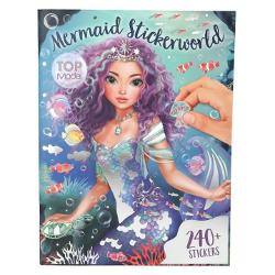 TOPModel Mermaid Stickerworld 26 de pagini de fundal ilustrate magic de frumoase cu sirene Cu efecte metalice argintii grozave pe coperta si pe multe autocolante  