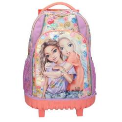 Ghiozdan troller TopModel Girl PowerRucsacul scolar TOPModel este alegerea ideala pentru scoala combinand stilul modern cu functionalitatea Cu un design atractiv in nuante de bej liliac si coral si un imprimeu dublu colorat acest rucsac se remarca prin detalii cool aplicate pe fata laterale si breteleDotat cu un carucior integrat si maner telescopic inaltime extinsa aprox 86 cm rucsacul poate 