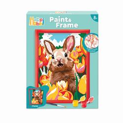 Setul include 1 cartonas preimprimat cu un model de iepuras 10 vopsele acrilice in borcane de plastic 1 rama din plastic 1 pensula Tema iepuras vesel Copilul vede ce culoare corespunde fiecarei zone si o picteaza in consecinta Rezultatul este foarte satisfacator deoarece colorarea cartonului este ghidata