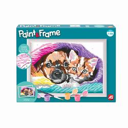 Setul include 1 cartonas preimprimat cu un design de caine si pisicuta 16 vopsele acrilice in borcane de plastic1 rama din plastic1 pensula Tema dulce prietenie Copilul vede ce culoare corespunde fiecarei zone si o picteaza in consecinta Rezultatul este foarte satisfacator deoarece colorarea cartonului este ghidata