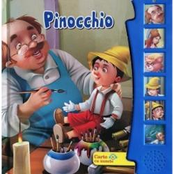 Carte cu sunete ideala pentru cei miciMicii curiosi vor putea da pagina apasa pe butoane si urmari actiunea in frumoasele ilustratiiGepetto era un biet batran singur care facea papusi din lemn Odata el a scluptat un baietel care dintr-o data a prins viataEl i-a pus numele Pinocchio