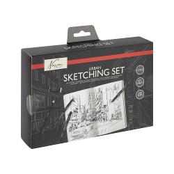 Descopera setul complet pentru pasionatii de desen si schite ideal pentru a-ti exprima creativitatea Acest set include linere si creioane de calitate perfect potrivite pentru detalii fine si contururi precise Caietul de schite are dimensiunea de 14x21 cm cu 60 de file de hartie de 130g asigurand o suprafata rezistenta si durabila pentru creatiile tale Este companionul ideal pentru artisti fie ca sunteti incepatori sau avansati Fiecare element din acest set a 