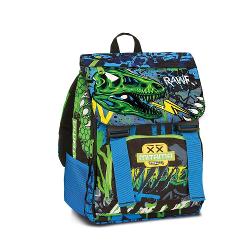Acest ghiozdan Mitama cu design de dinozauri este perfect pentru iubitorii de aventura Cu 4 compartimente spatioase ofera suficient loc pentru toate lucrurile de care ai nevoie zilnicDimensiuni inchis 40 x 28 x 18 cmCapacitate 28 litriDimensiuni deschis 40 x 28 x 25 cmSpate preformat cu baza integrataBuzunare externe comodeBretele captusite si acoperite cu material textil si plasaPoliester 