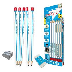 Acest set de creioane grafit Mitama este perfect pentru desen sau scris oferind o experienta de utilizare confortabila si precisa Setul include6 creioane grafit de calitate superioaraForma triunghiulara pentru o prindere mai bunaRadiera inclusa pentru corecturi rapide