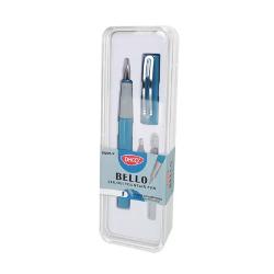 Stilou cu penit&259; de schimb corp din plastic albastru• peni&539;&259; din iridiu tip F Fine – ideal&259; pentru scris fin subtire• corp din plastic albastru – rezistent &537;i u&537;or• clem&259; metalic&259;• grip din cauciuc pentru o tinere facil&259;• compatibil cu patron standard &537;i patron lung• setul include o penit&259; suplimentar&259; de 