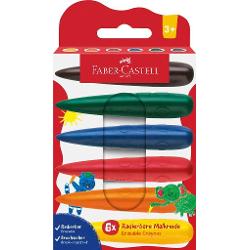 Creioane cerate model degete Faber-Castell - set de 6 bucati ideale pentru cei mai mici artisti fiind create special pentru a fi usor de tinut si folosit de catre copii Culori intense si atractive Design ergonomic special adaptat pentru prinderea usoara cu degetele mici Rezistente la rupere si nu murdaresc mainile Culorile se aplica uniform si permit amestecarea usoara pentru efecte creative Fabricate din materiale non-toxice sigure pentru utilizarea de 