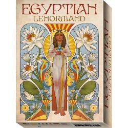 The 36 archetypes of the classic Lenormand tradition find new life in these illustrations each one a glimpse into the long-gone times of pharaohs and pyramids A series of Art Nouveau style frames classily nestle each artwork onto the card functioning as an aesthetic liaison between this deck and its “companions” in the liberty-style line
