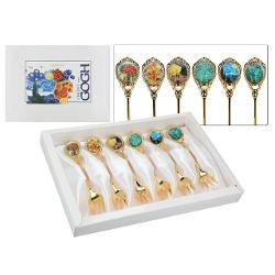 Adaug&259; un strop de geniul lui Vincent van Gogh în decorul mesei tale Acest set elegant de 6 furculi&539;e aurii cu detalii inspirate din universul vibrant al pictorului olandez este creat pentru a conferi str&259;lucire &537;i rafinament oric&259;rei ocazii Cu o lungime practic&259; de 13 cm sunt perfecte pentru deserturi sau aperitive sofisticate Livrate într-un format rafinat produc&539;ie polonez&259; sunt alegerea 
