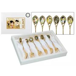 Îmbin&259; arta cu rafinamentul în decorul mesei tale Acest set de 6 furculi&539;e aurii parte a colec&539;iei inspirate de picturile lui Gustav Klimt aduce elegan&539;&259; &537;i un farmec artistic oric&259;rei ocazii Fiecare furculi&539;&259; cu o lungime optim&259; de 13 cm este realizat&259; cu aten&539;ie la detalii &537;i î&539;i ofer&259; o experien&539;&259; vizual&259; distinct&259; Livrate într-o 