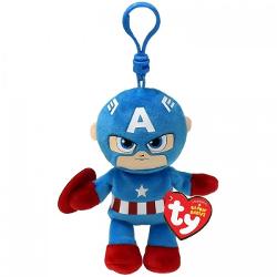 Jucarie de plus TY Beanie Babies - breloc marvel captain america 8 cm TY34004