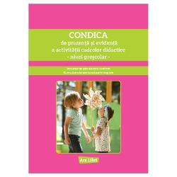 Condica de prezen&539;&259; &537;i eviden&539;&259; a activit&259;&539;ii cadrelor didactice este prev&259;zut&259; cu liniatur&259; care permite o înregistrare clar&259; &537;i organizat&259; a prezen&539;ei &537;i a activit&259;&539;ilor instructiv-educative desf&259;&537;urate de cadrele didactice care lucreaz&259; cu pre&537;colarii asigurând posibilitatea raport&259;rii corecte a acestora precum &537;i a activit&259;&539;ilor 