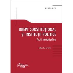 Volumul Institutii politice reprezinta a doua parte a cursului de Drept constitutional si institutii politice al carui prim volum – intitulat Teoria generala a dreptului constitutional Drepturi si libertati – a fost publicat la Editura Hamangiu in noua editii ultima tot in anul 2025Cartea Drept constitutional si institutii politice Vol II Institutii politice cuprinde analiza puterii organizate statal a teoriei statului a autoritatilor publice reglementate in 