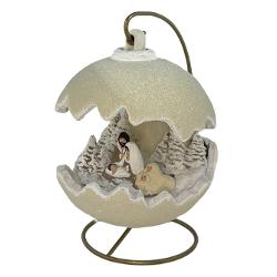 Decora&539;iune de Cr&259;ciun din ceramic&259; cu LED – Sfânta Familie 22 cm &10024;Adaug&259; un strop de magie &537;i spiritualitate în decorul s&259;rb&259;torilor cu aceast&259; decora&539;iune din ceramic&259; decorat&259; manual &537;i iluminat&259; delicat cu LED&128313; strong 