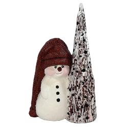 Ornament de Cr&259;ciun din ceramic&259; cu LED – Om de z&259;pad&259; 39 cm &9731;&65039;Adu spiritul s&259;rb&259;torilor în casa ta cu acest ornament decorativ din ceramic&259; realizat manual &537;i iluminat cu LED-uri in tonuri calde&128313; Design 