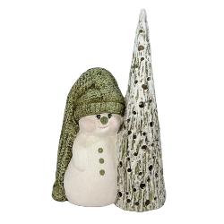 Ornament de Cr&259;ciun din ceramic&259; cu LED – Om de z&259;pad&259; 39 cm &9731;&65039;Adu spiritul s&259;rb&259;torilor în casa ta cu acest ornament decorativ din ceramic&259; realizat manual &537;i iluminat cu LED-uri in tonuri calde&128313; Design 