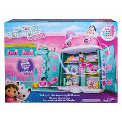 Casa de papusi Gabbys Meow-mazing Dollhouse este inspirata din film si aduce in lumea copiilor peste 60 cm de joaca interactiva si plina de culoare Cu un design unic in forma de pisica casa include mai multe etaje si camere decorate un tobogan in spirala si lift functional pentru figurine Setul contine peste 20 de accesorii si surprize care transforma fiecare joaca intr-o aventura creativa Copiii pot recrea momente din film sau isi pot inventa propriile povesti magice alaturi de Gabby 