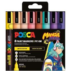 Marker UNI PC 5M Posca 18-25 mm set 8 culori MANGA HERO   M1644