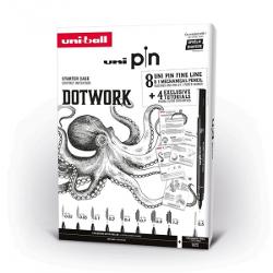 Set cadou 8x Liner UNI PIN-200 DOTWORK 1 creion mecanic 05 4 tutoriale carton 