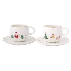 Savureaz&259; cafeaua sau espresso-ul preferat în stil festiv cu acest set de 2 ce&537;ti din por&539;elan fin parte din colec&539;ia Let it Snow de la Easy Life Cu un design elegant în relief &537;i detalii inspirate de magia 