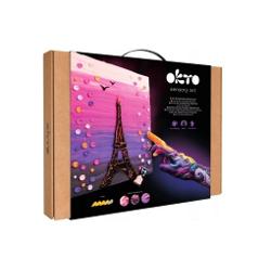 Descopera Parisul printr-o experienta creativa unica direct de acasaInspirat de atmosfera romantica a orasului luminilor acest set iti ofera ocazia sa creezi o pictura 3D originala folosind lut aerat si culori calde fosforescente Realizeaza o scena memorabila din Paris – cu Turnul Eiffel stralucind in noapte – si bucura-te de placerea tactila a modelajului si picturiiCe face acest set 