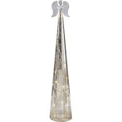Acest înger decorativ din sticl&259; argintie adaug&259; un accent festiv &537;i elegant în orice decor de s&259;rb&259;tori Cu lumini LED integrate îngerul str&259;luce&537;te delicat eviden&539;iind frumuse&539;ea detaliilor &537;i creând o atmosfer&259; cald&259; &537;i primitoare Designul s&259;u rafinat 