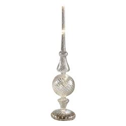 Acest decor elegant din sticl&259; argintie aduce un accent sofisticat în orice spa&539;iu de s&259;rb&259;toare Cu lumini LED integrate &537;i aspect de oglind&259; antichizat&259; piesa reflect&259; subtil lumina creând o atmosfer&259; cald&259; &537;i 