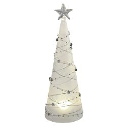 Acest brad decorativ din sticl&259; satinat&259; adaug&259; un aer elegant &537;i festiv oric&259;rui col&539; al casei tale Cu lumini LED integrate bradul str&259;luce&537;te delicat creând o atmosfer&259; cald&259; &537;i primitoare Designul s&259;u rafinat &537;i finisajul satinat confer&259; un efect sofisticat potrivit 