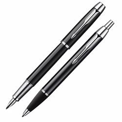 Set Stilou si Pix Parker IM Standard Black CTcu rezerva stilou si mina pix Parker montata rezerva mina pix Quink Flow Albastruin Cutie si Punga Parker