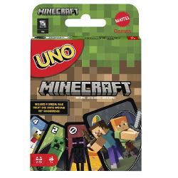 Descopera un joc de carti clasic intr-o versiune plina de aventura cu UNO Minecraft Inspirat din lumea pixelata a jocului Minecraft acest set aduce impreuna personajele preferate si regulile amuzante ale jocului UNO Jucatorii trebuie sa potriveasca cartile dupa culoare sau numar si sa foloseasca cartile speciale pentru a-si incurca adversarii Pachetul include si o regula exclusiva inspirata din Minecraft care adauga un plus de strategie si distractie fiecarei partide Perfect pentru fanii 