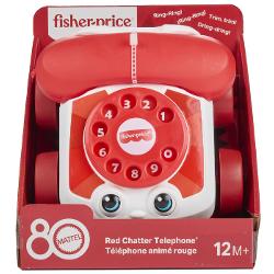 Telefonul rosu Fisher-Price este o jucarie clasica si indragita perfecta pentru copiii de peste 12 luni Cu un design vesel si roti care se misca usor telefonul incurajeaza mersul de-a busilea si primele plimbari ale celor mici Receptorul poate fi ridicat si folosit pentru jocuri de rol iar cadranul rotativ adauga sau nota autentica si amuzanta Sunetele de clopotel si expresia prietenoasa a jucariei stimuleaza imaginatia si comunicarea copiilor Un companion de joaca perfect pentru primele 