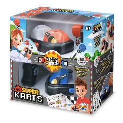 Concurs sau lupt&259; la interior cu dou&259; karturi personalizabileDou&259; moduri de joc- Curs&259; Creeati-va propriul circuit &537;i întreceti-va pentru a fi cel mai rapid- B&259;t&259;lie Love&537;te kartul pentru a-&539;i elimina adversarulTelecomand&259; de 24 GHz Raz&259; de ac&539;iune 25 mInclude 2 karturi 2 &537;oferi 2 telecomenzi cablu USB &537;i 1 foaie cu instruc&539;iuniVarsta 