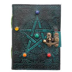 Jurnal Vintage dimensiune 175 x 125 cm coperti din piele naturala cusute manual pietre naturale inserate in coperta hartie lucrata manual din bumbac inchizatoare metalica tip ancora