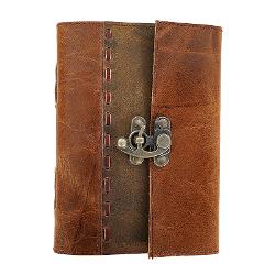 Jurnal Vintage dimensiune 175 x 125 cm coperti din piele naturala cusute manual hartie lucrata manual din bumbac inchizatoare metalica tip ancora