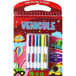 Copilul poate lua cu el oriunde aceasta carte cu tortita VehiculeEl se va distra colorand desenele dupa placul lui folosind cariocile din setul inclus Desenele pot fi detasate pentru a decora camera cu ele