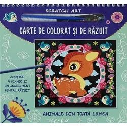 O altfel de carte de colorat pentru copii Cei mici se vor distra si vor invata animalele colorand desenele atragatoare dar nu numai Cartea mai contine 4 planse razuibile Folosind un instrument special inclus copiii le pot razui cum doresc pentru a crea propriile modele 
