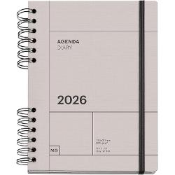 Agenda cu spira Miquelrius Plus 164x218 mm datata zilnic Grey Back to Basics MR34556