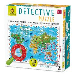 Puzzle Detectiv – Harta Lumii cu Animale 5 aniAcest puzzle captivant de 108 piese ofer&259; o experien&539;&259; educativ&259; unic&259; ajutând copiii s&259; descopere fascinanta lume a animalelor Puzzle-ul reprezint&259; o hart&259; detaliat&259; a lumii iar dup&259; ce copiii îl completeaz&259; distrac&539;ia continu&259; cu un joc de detectiv Folosind lupa special&259; din lemn inclus&259; cei mici pot c&259;uta &537;i 