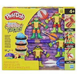 Testoasele mutante puternice si indragite din lume se unesc pentru aventuri imaginative cu setul Play-Doh Cowabunga Creations Aceasta colectie de figurine de actiune Testoasele Ninja prezinta o nota creativa cu unelte si accesorii moi de modelat Exista o multime de moduri de a crea si de a te juca prefacandu-te cu jucariile Testoasele Ninja Rafael Donatello Michelangelo si Leonardo Fiecare figurina de 10 cm are brate si picioare flexibile si o matrita ascunsa in carapacea testoasei pentru 