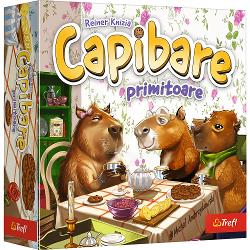 Un joc adorabil de societate Capibare primitoare  semnat de celebrul Reiner Knizia care te invita in lumea capibarelor primitoare Capibarele isi dau intalnire la o masa plina de ceai fursecuri si voie buna iar tu esti invitat sa te alaturi Scopul jocului este sa formezi combinatii potrivite si sa aduni cat mai multe puncte in timp ce te bucuri de atmosfera relaxata si ilustratiile calde create de Michal Ambrzykowski Ideal pentru intreaga familie Capibare primitoare imbina strategia 
